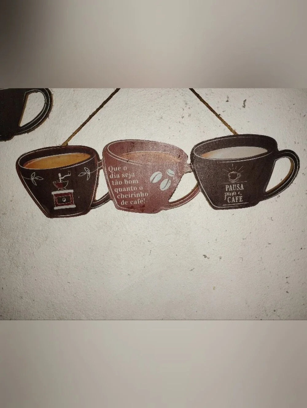 Wall Hanging Coffee Cup Trio Décor - Brown & Black